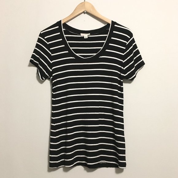 B&W Sailor Stripe Rayon Fitted Tee - Picture 1 of 16